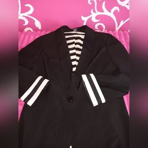 Stoosh Black and White Striped Blazer